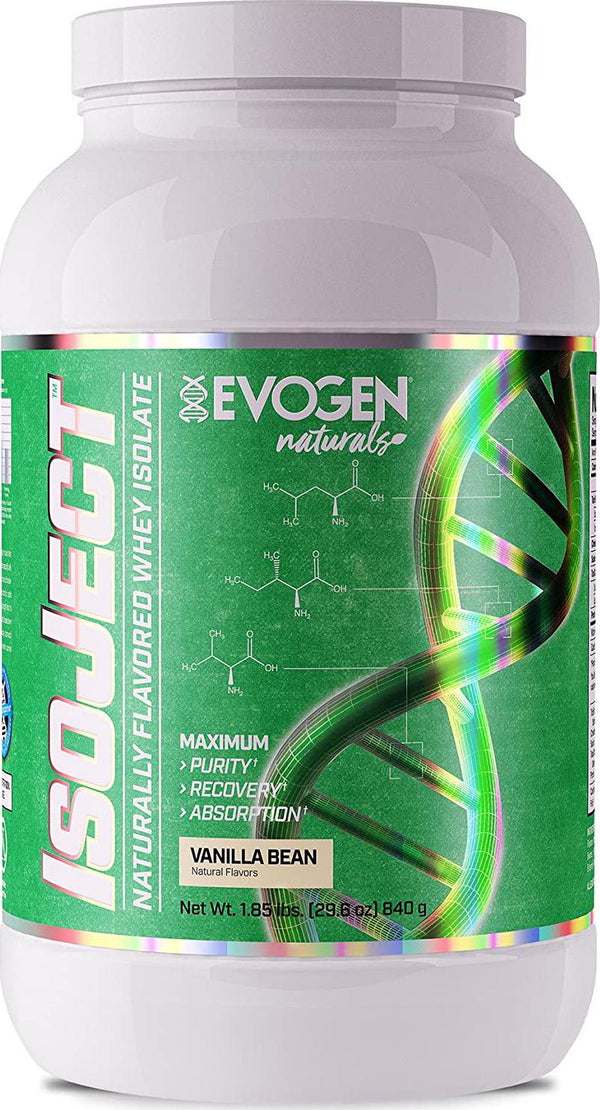 EVOGEN Naturals ISOJECT , Premium Whey Isolate w/Digestive Enzymes, 28 Servings (2lbs, Vanilla)