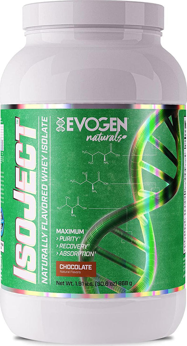 EVOGEN Naturals ISOJECT , Premium Whey Isolate w/Digestive Enzymes, 28 Servings (2lbs, Chocolate)