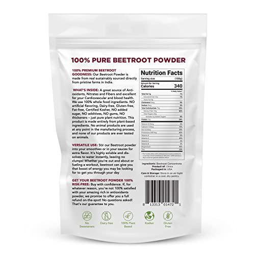 Earth Circle Organics | Organic Beet Root Powder, Kosher, Raw and Non-GMO | Nitric Oxide Booster | Boost Stamina and Increases Energy (8 Ounce)