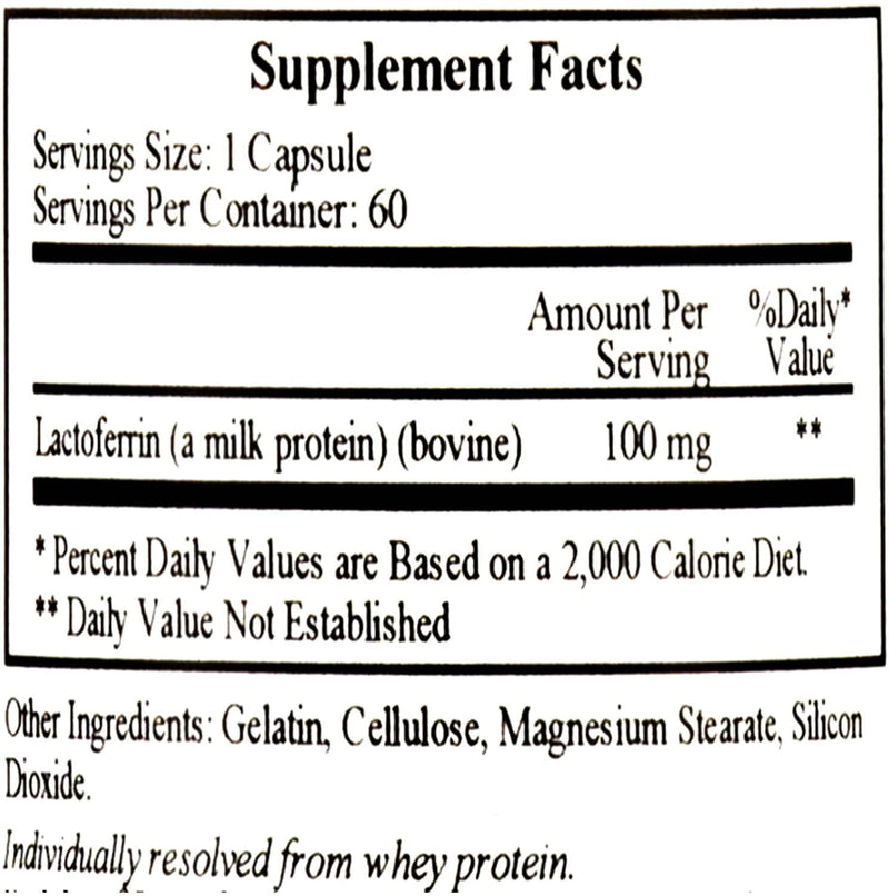 Ecological Formulas- Lactoferrin 100 mg 60 caps