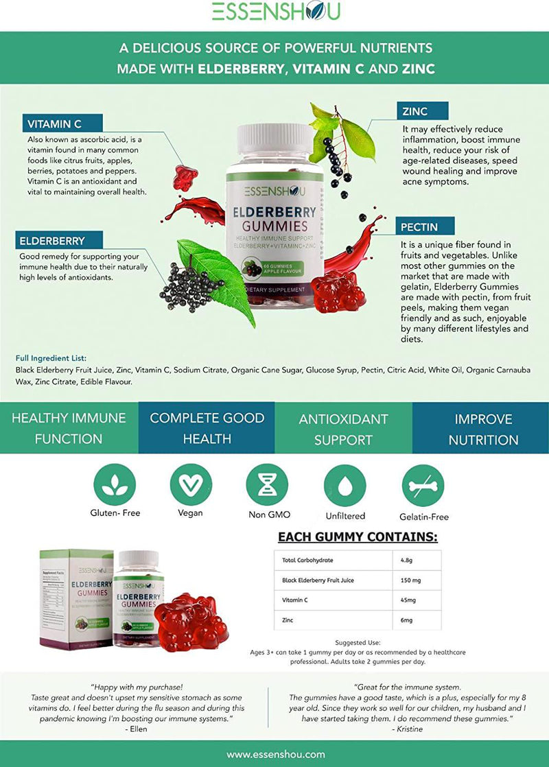 Elderberry Gummies, Daily Immune Support for Adults and Kids