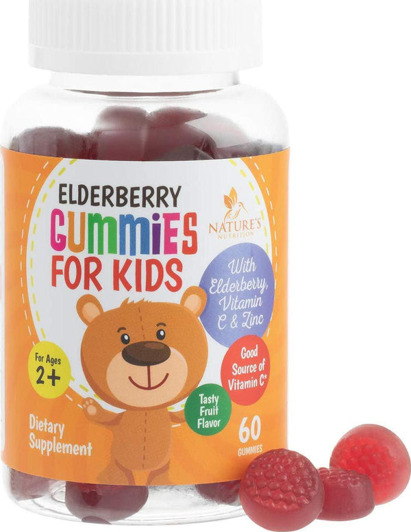 Elderberry Gummies for Kids Extra Strength Sambucus Nigra Gummy Vitamins - Tasty Natural Immune Support - Made in USA - Best Children's Herbal Supplements with Vitamin C and Zinc - 60 Gummies