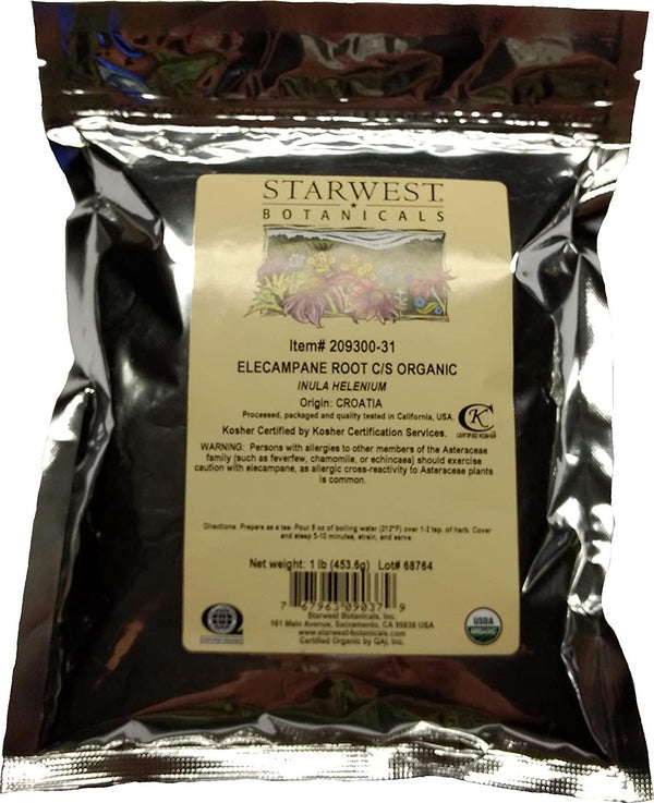 Elecampane Root Organic Cut and Sifted - Inula helenium, 1 lb,(Starwest Botanicals)