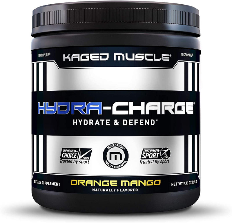 Electrolytes, Kaged Muscle Hydra-Charge Premium Electrolyte Powder, Hydration Electrolyte Powder, Orange Mango, 60 Servings, Clear, 9.73 Ounce (Pack of 1), AMZ-KM-HYDC-060OM