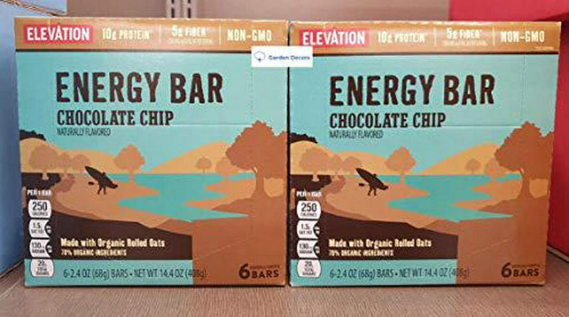 Elevation Energy Bar Chocolate Chip 14.4oz 408g (2 Boxes)