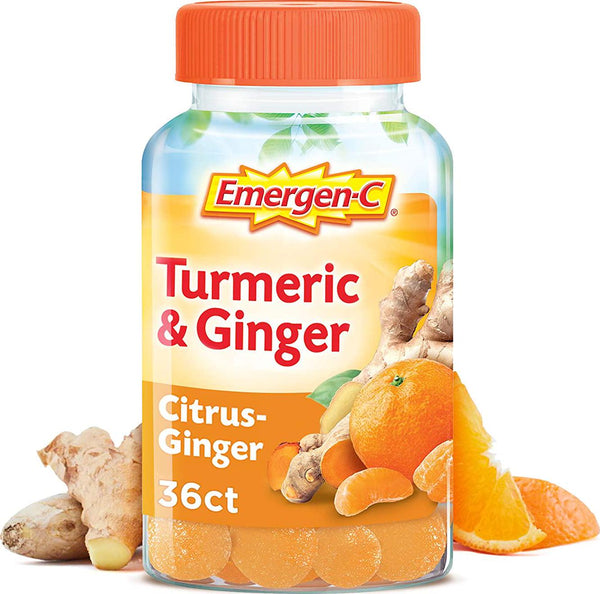 Emergen-C Citrus-ginger Gummies, Turmeric and Ginger, Immune Support Natural Flavors With High Potency Vitamin, Turmeric, Ginger, 36 Count