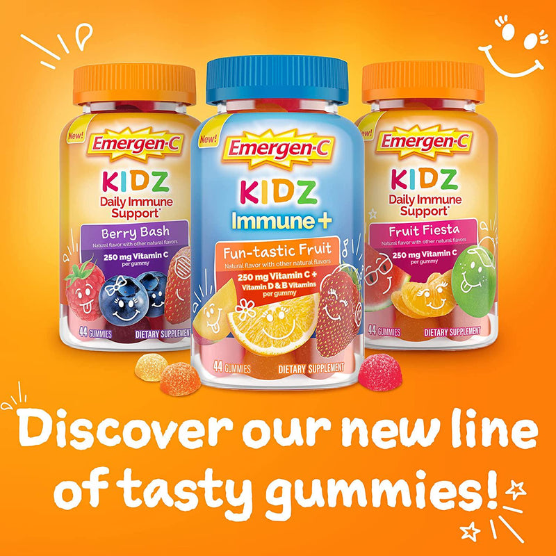 Emergen-C Kidz Daily Immune Support Dietary Supplements, Flavored Gummies with Vitamin C and B Vitamins for Immune Support, Berry Bash Flavored Gummies - 44 Count