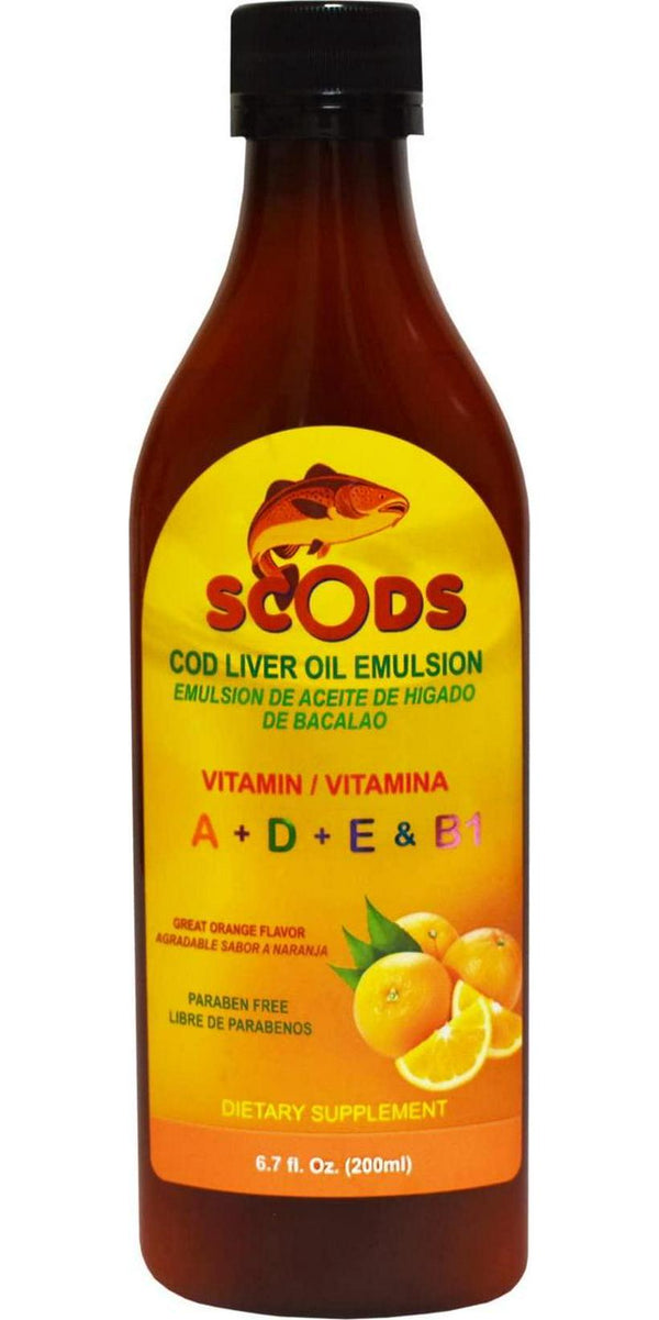 Emulsion de Scods Naranja Cod Liver Oil Emulsion Orange 200ml Vitamin A + D + E and B1