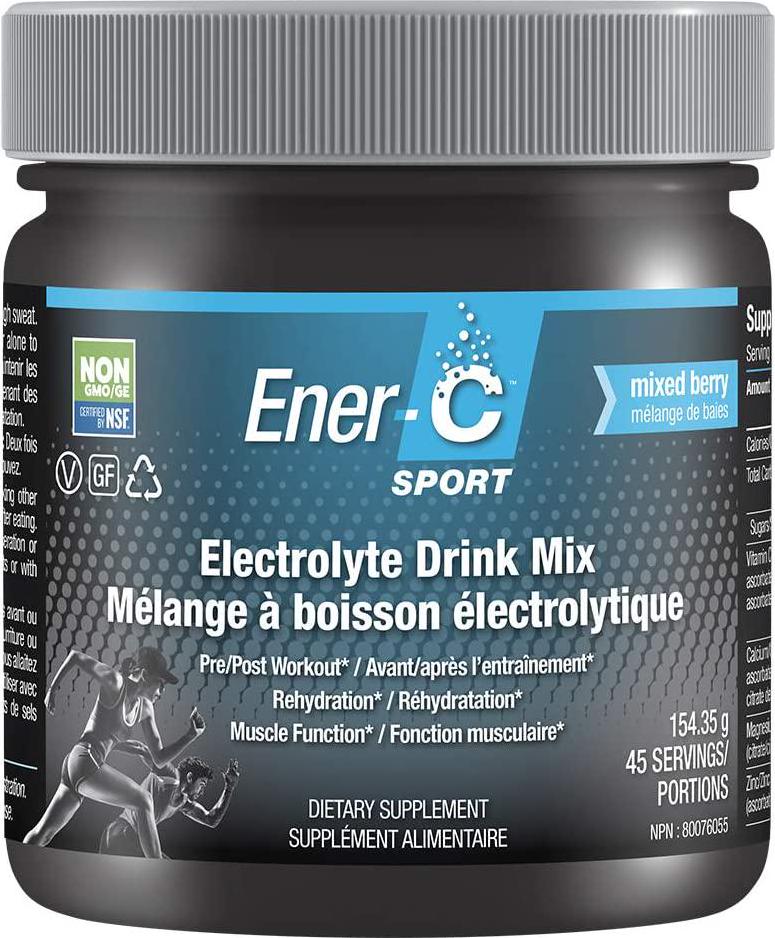 Ener-C Sport - Electrolyte Drink Mix Powder, Supports Muscle Function and Hydration, Low Sugar, Caffeine Free, Mixed Berry - 45 Serving Tub