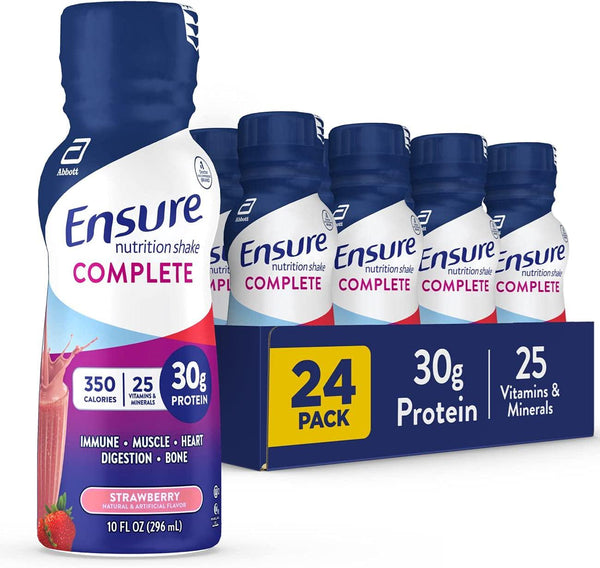 Ensure COMPLETE Nutrition Shake, 30g of High-Quality Protein, Meal Replacement Shake, with Nutrients for Immune Health, Strawberry, 10 fl oz, 24 Count