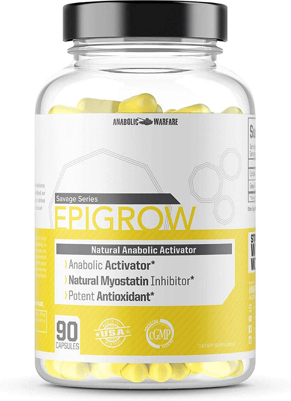 Epigrow Anabolic Activator by Anabolic Warfare Myostatin Inhibitor and Nitric Oxide Booster with Epicatechin to Help Promote Strength and Muscle Growth (90 Capsules)