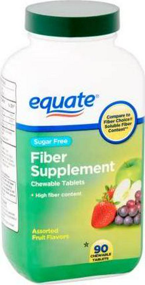 Equate Sugar Free Fiber Supplement Chewable Assorted Fruit Tablets, 90 Ct