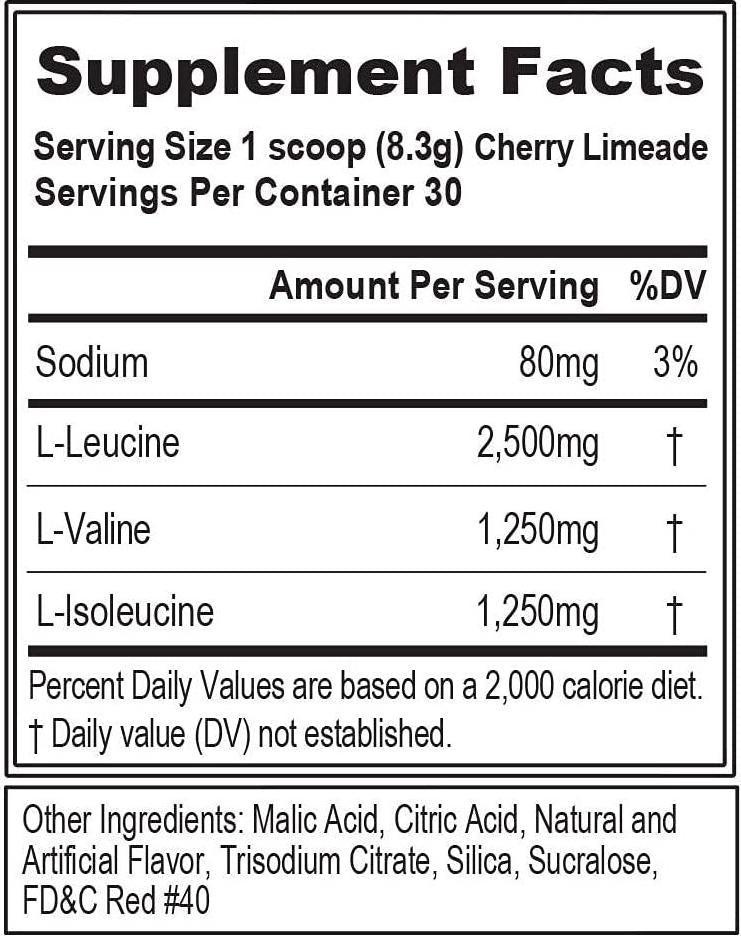 Evlution Nutrition BCAA5000 Powder 5 Grams of Branched Chain Amino Acids (BCAAs) Essential for Performance, Recovery, Endurance, Muscle Building, Keto Friendly, Zero Sugar, 30 Servings (Cherry Limeade)