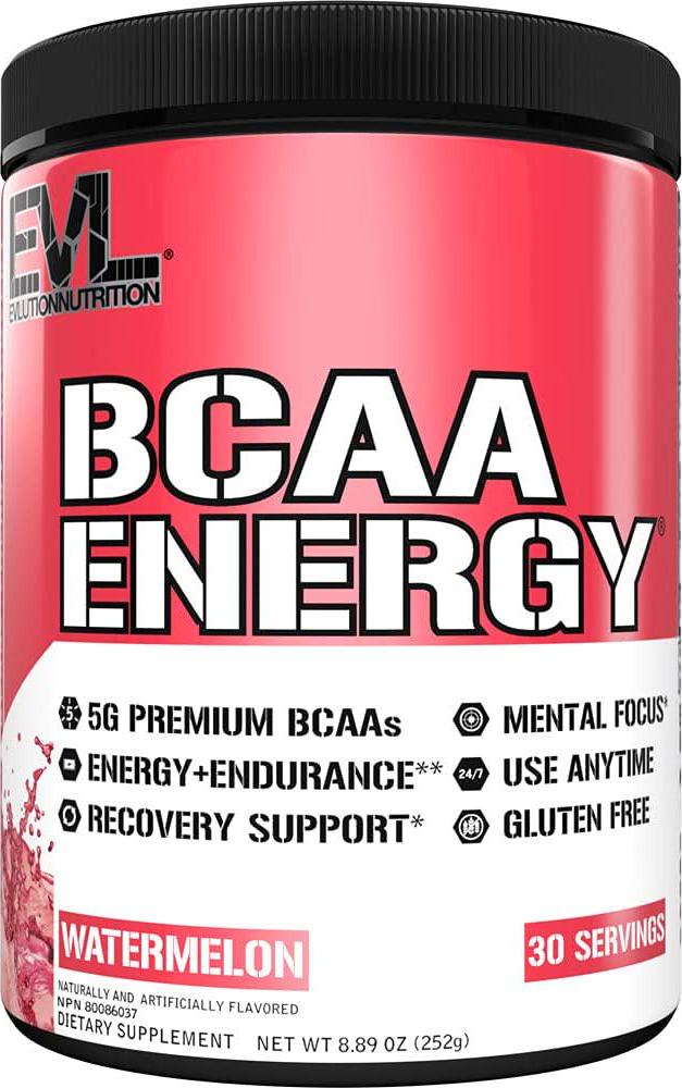 Evlution Nutrition BCAA Energy - High Performance Energizing Amino Acid Supplement For Muscle Building, Recovery And Endurance, 30 Servings (Watermelon)