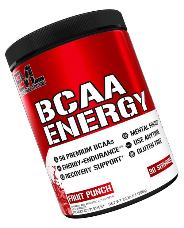 Evlution Nutrition BCAA Energy - High Performance Energizing Amino Acid Supplement For Muscle Building, Recovery And Endurance, 30 Servings (Fruit Punch)