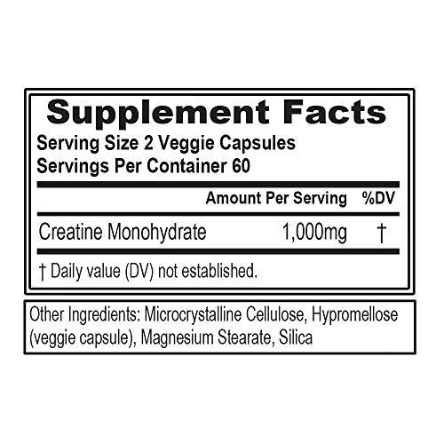 Evlution Nutrition Creatine1000, 1 Gram of Pure Creatine Monohydrate in Each Serving, Veggie Capsules (60 Servings)