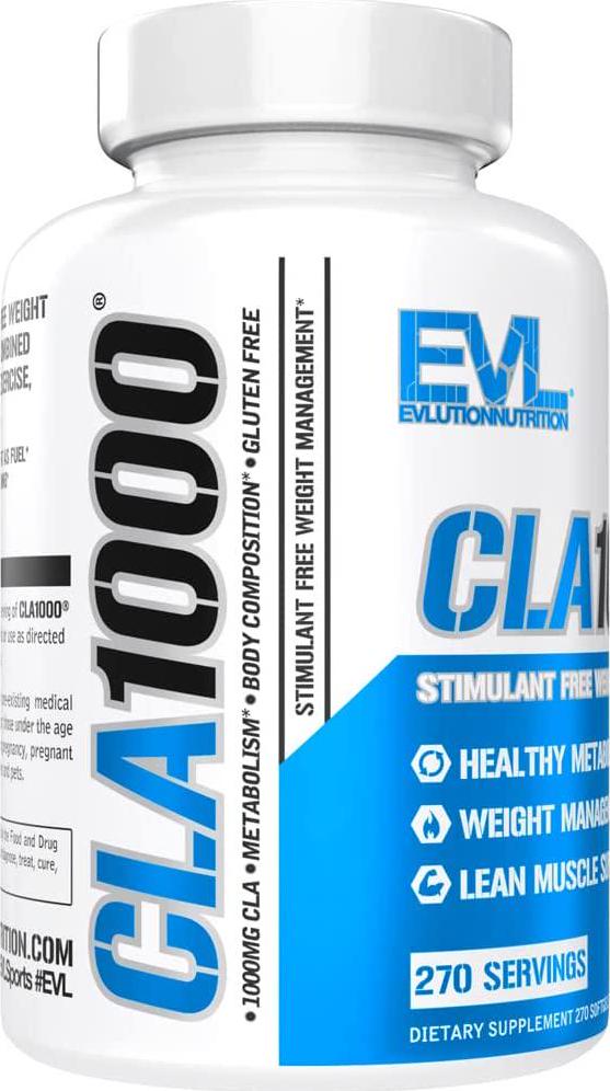 Evlution Nutrition CLA 1000, Conjugated Linoleic Acid, Weight Loss Supplement, Metabolism Support, Stimulant-Free (270 Servings)