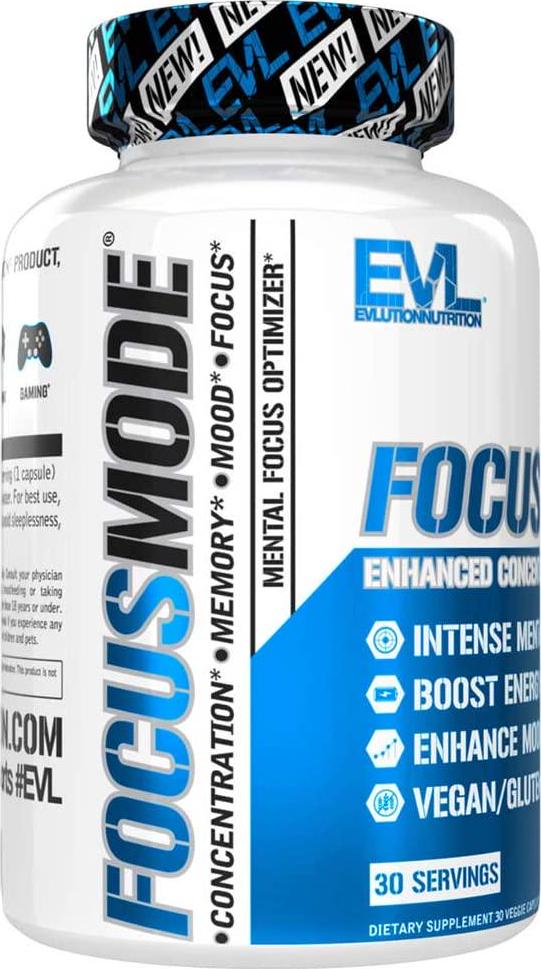 Evlution Nutrition Focus Mode, Herbal Brain Function and Cognitive Support Supplement, Focus, Energy, Clarity, Memory, Mind Enhancer and Mood Booster Nootropic (30 Servings)