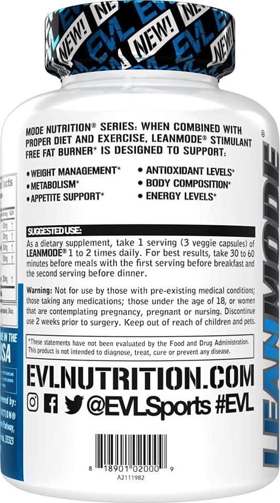 Evlution Nutrition Lean Mode - Complete Stimulant-Free Weight Loss Support and Diet System with Green Coffee, Carnitine, CLA, Green Tea, Garcinia Cambogia for Fat Burning and Metabolism (30 Servings)