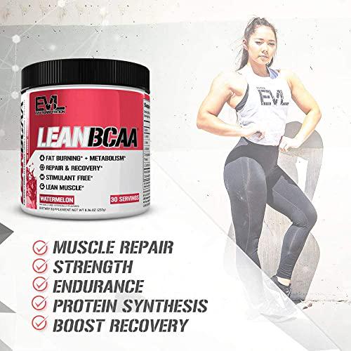 Evlution Nutrition LeanBCAA, BCAA s, CLA and L-Carnitine, Stimulant-Free, Recover and Burn Fat, Sugar and Gluten Free, 30 Servings (Watermelon)