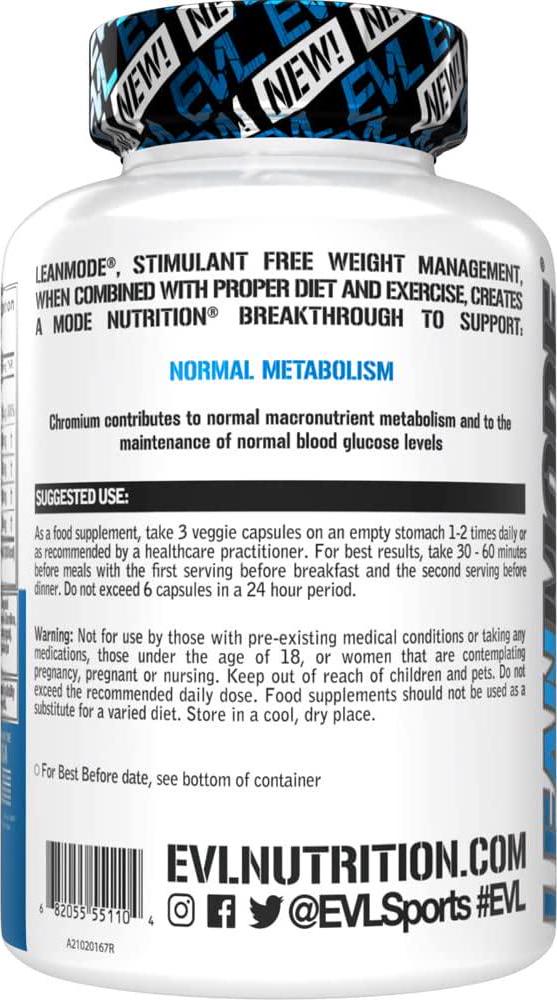 Evlution Nutrition Lean Mode Zero-Stimulant Weight Management Support, Capsules (50 Servings)