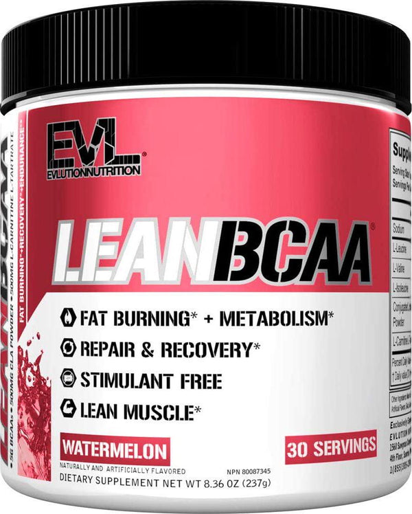 Evlution Nutrition LeanBCAA BCAA CLA And L-Carnitine Recover And Burn Fat Sugar And Gluten Free, 30 Servings (Watermelon)