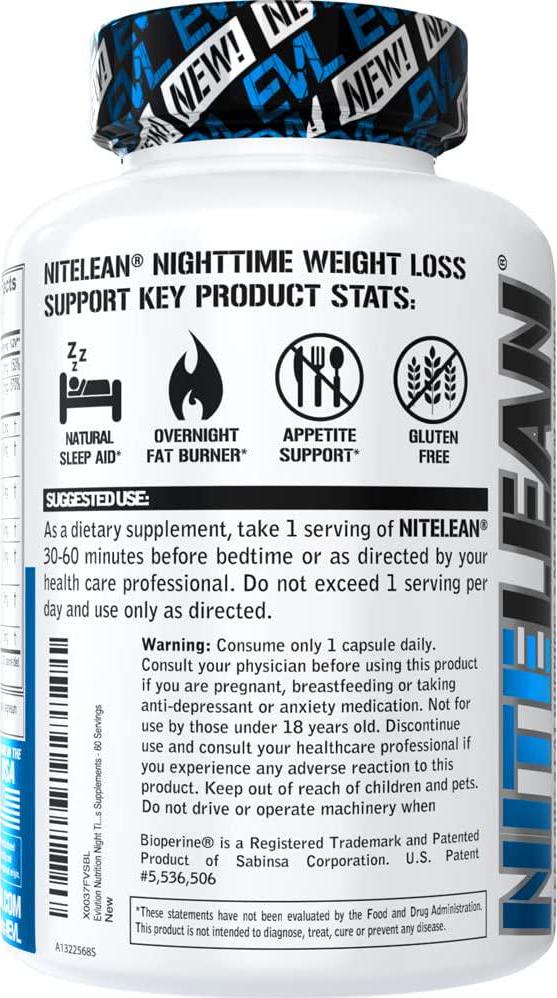 Evlution Nutrition Night Time Fat Burner Appetite Suppressant for Weight Loss Diet Pills - Natural Rest Aid, Metabolism Booster for Weight Loss for Women and Men - Weight Loss Supplements (60 Servings)