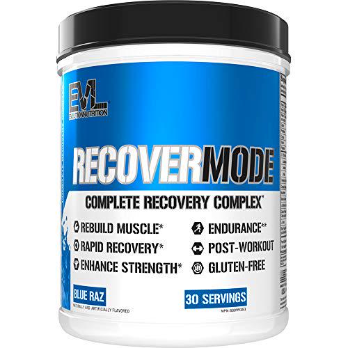 Evlution Nutrition Recover Mode- Complete Post Workout with BCAAs, Immunity Support, Vitamin C, D and E, Electrolytes, Hydration, Creatine, Glutamine, Beta-Alanine, L-Carnitine, 30 Serve, Blue Raz