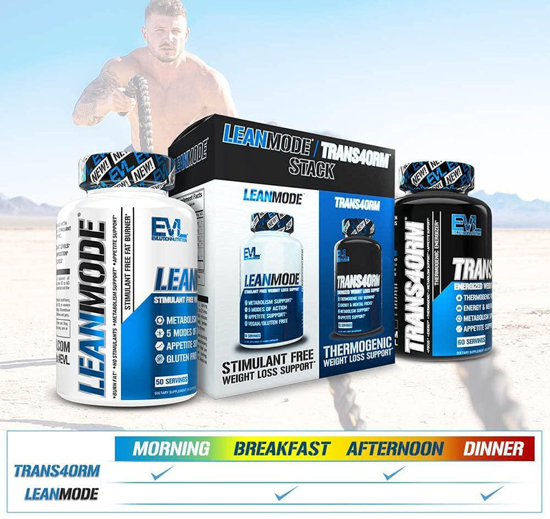 Evlution Nutrition Trans4ormation Mode Stack Trans4orm (60 Serving), Lean Mode (50 Serving) Weight Loss Diet Kit, Diet Pills for Men and Women