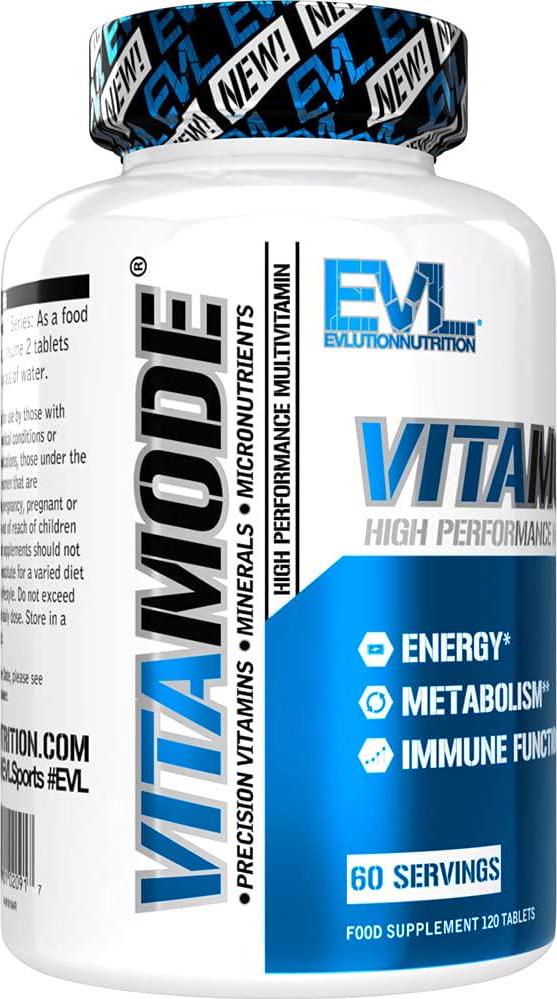 Evlution Nutrition VITAMODE Men’s High-Performance Daily Multivitamin, Full Spectrum Vitamins and Minerals, Vitamin C and D, Zinc, Antioxidants, 120 Tablets, 60 Days