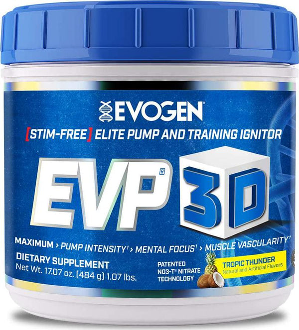 Evogen EVP-3D | Extreme Pre-Workout Pump Ignitor, Arginine Nitrate, Citrulline, Beta-Alanine, Lions Mane | Tropic Thunder (Pineapple Coconut) | 40 Servings