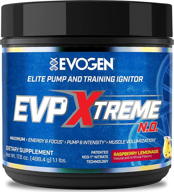 Evogen EVP Xtreme NO | Arginine Nitrate, Beta-Alanine, Citrulline Pre-Workout, Nitric Oxide, Pumps | Raspberry Lemonade