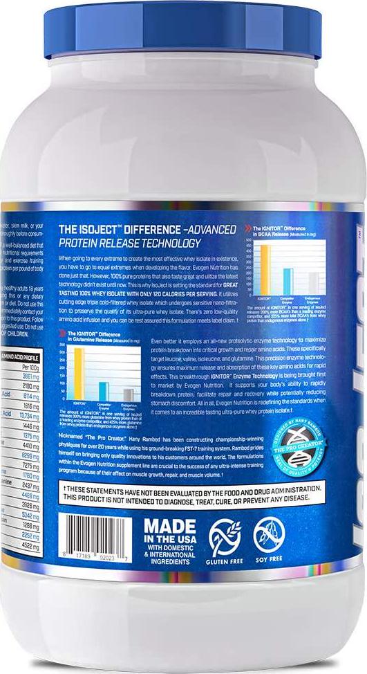 Evogen Isoject | Premium Whey Isolate Loaded with BCAA, EAA, Ignitor Enzymes, Recovery, Shakes, Smoothies