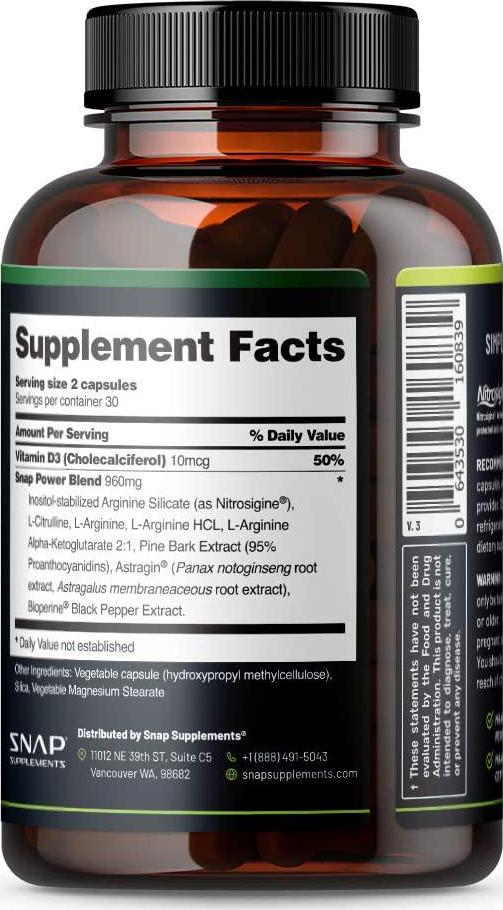 Extra Strength L Arginine Nitric Oxide Supplement 1655mg for Instant Energy, Heart Health, Muscle Vascularity - Powerful NO Booster with L Citrulline and Amino Acids - 60 Capsules