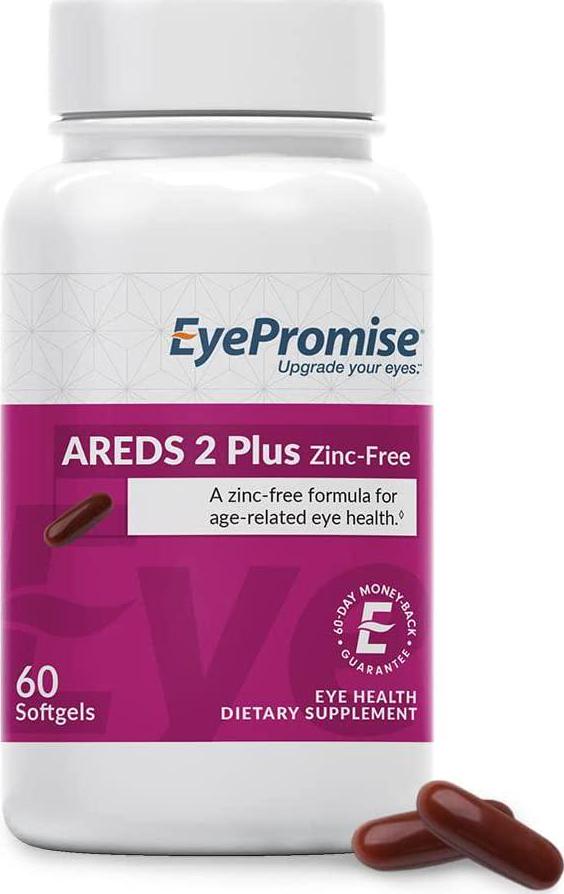 EyePromise AREDS 2 Plus Zinc Free - Comprehensive Macular Health Eye Vitamin with Added Dietary Zeaxanthin, Lutein, Omega-3s, Vitamin D