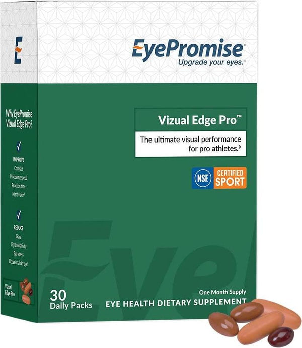 EyePromise Vizual Edge Pro Performance Eye Vitamin - NSF Certified for Sports - 1 Month Supply of The Ultimate Visual Performance for Pro Athletes (30)
