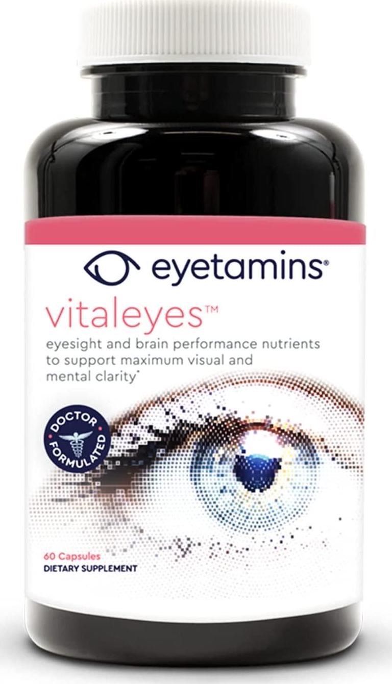 Eyetamins Vitaleyes Eye and Brain Health Supplement - 60 Capsules - Ultra-Strength NeuroFactor Promotes Memory and Learning - Bilberry, Lutein, Zinc, and Zeaxanthin - Vegan and Non-GMO Formula