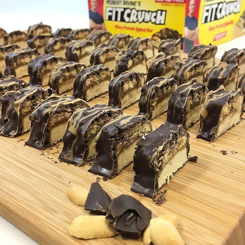 FITCRUNCH Snack Size Protein Bars, Designed by Robert Irvine, World s Only 6-Layer Baked Bar, Just 3g of Sugar, Gluten Free, High Protein and Soft Cake Core (18 Count Peanut Butter + 1 Chocolate Chip Cookie Dough Bar)