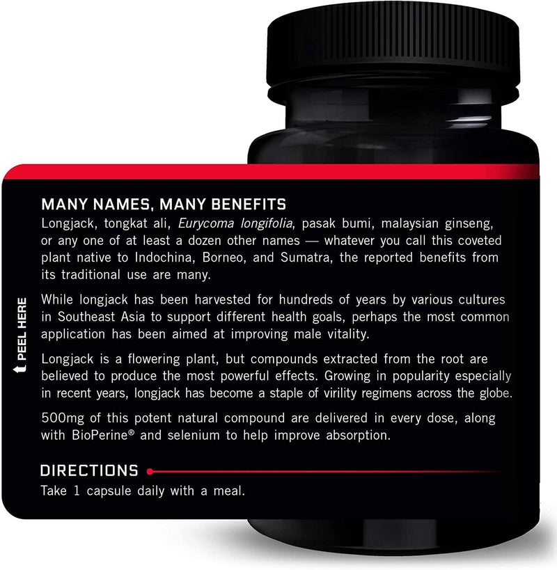 FORCE FACTOR Longjack Tongkat Ali for Men, Extract to Support Male Vitality and Improve Drive, Capsules with Superior Absorption and Key Natural Ingredients, Black Packaging, 90 Count, Pack of 3, Black (Packaging)