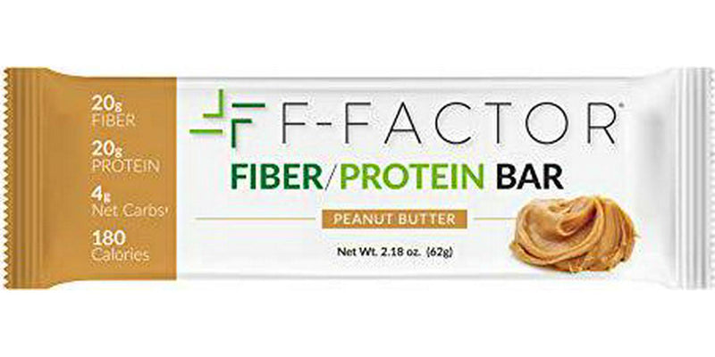 F-Factor Peanut Butter Fiber Protein Bar, High Fiber, High Protein, Low Carb, Gluten Free, Low Sugar, Vegan, Soy Free, Natural, Keto Friendly, Healthy and Convenient Snack, 12 Count