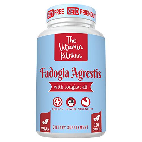 Fadogia Agrestis 1000mg and Tongkat Ali 400mg Supplement 120-Count Maximum Strength Vegan, Soy-Free, Non-GMO, Made in USA, Third Party Tested Natural Energy and Strength by The Vitamin Kitchen