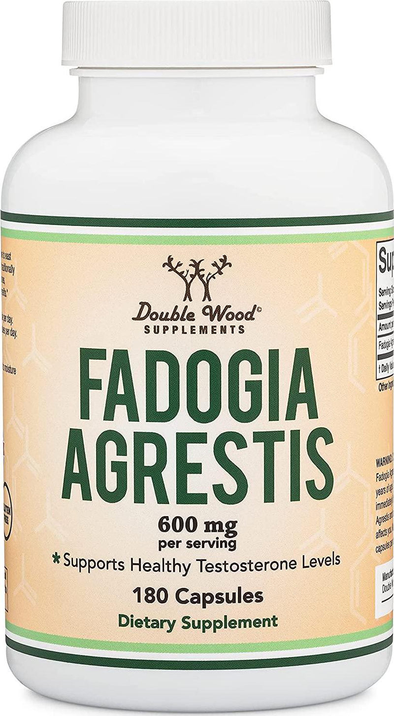 Fadogia Agrestis 600mg Per Serving (180 Capsules) Powerful Extract to Support Healthy Testosterone Levels and Athletic Performance (Manufactured and Tested in The USA) by Double Wood Supplements