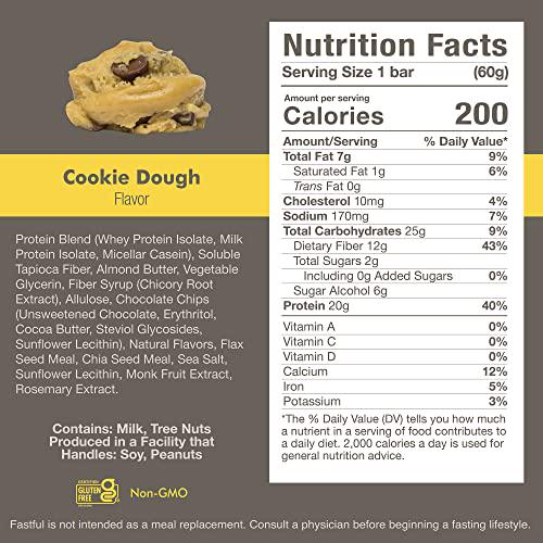 Fastful High Protein Bar for Intermittent Fasting, Pre-Fasting Nutrition - Cookie Dough