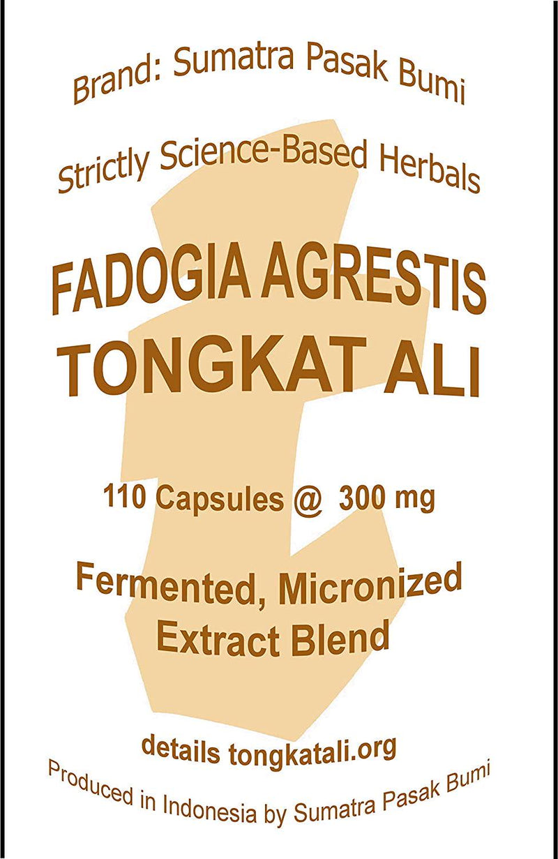Fermented Micronized Fadogia Agrestis 1:20 Extract / Fermented Micronized Tongkat Ali 1:200 Extract, 110 Capsules @ 300mg