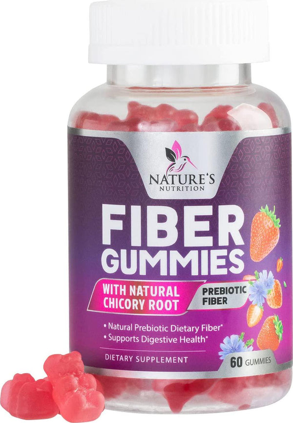 Fiber Gummies for Adults Extra Strength 4000mg - Daily Prebiotic Fiber Gummies - Delicious Strawberry Flavor - Natural Inulin Dietary Supplement for Digestion Support - 60 Vegan Gummies