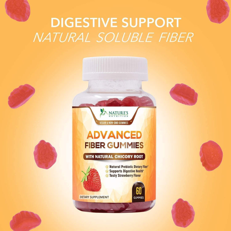 Fiber Gummies for Adults Extra Strength Inulin Gummy 300mg - Natural Dietary Fiber Supplement for Natural Digestion Support - 60 Gummies