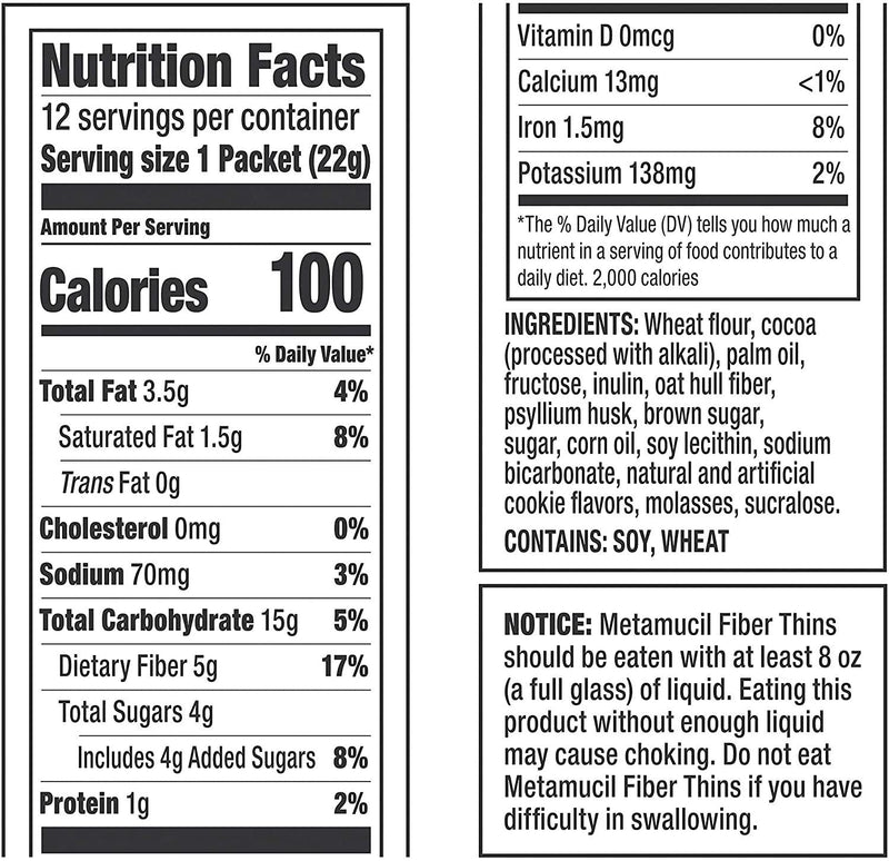 Fiber Thins Fiber Supplement, 12 Servings