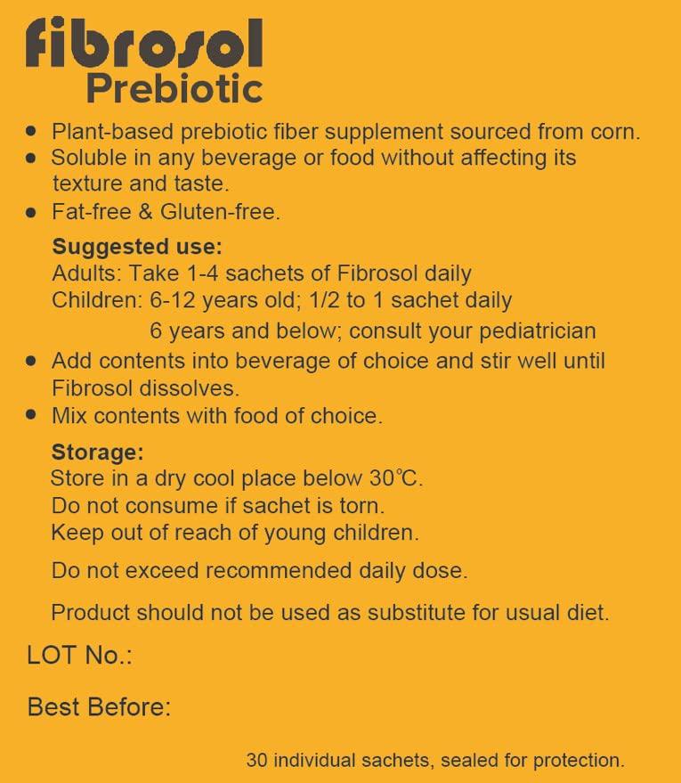 Fibrosol Prebiotic - Soluble Fiber Supplement, Plant-Based and Taste-Free (30 x 0.17oz sachets)