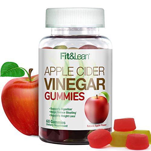 Fit and Lean Apple Cider Vinegar Gummies, with The Mother , Supports Digestion, Appetite Control, Weight Management, Ginger Root, 60 Count