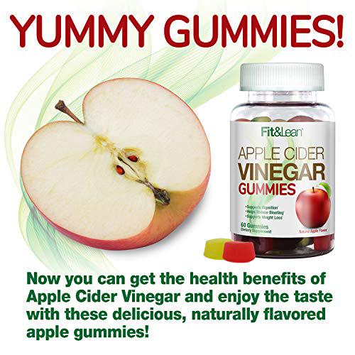 Fit and Lean Apple Cider Vinegar Gummies, with The Mother , Supports Digestion, Appetite Control, Weight Management, Ginger Root, 60 Count